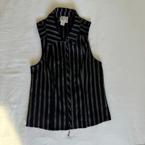 Women's Black Striped Sleeveless Top